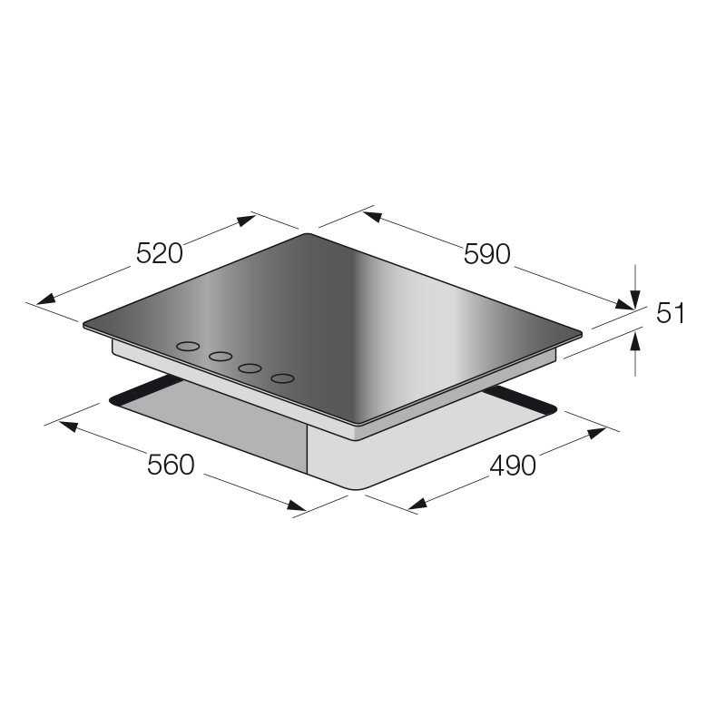 Plaque de Cuisson Encastrable FOCUS F405B 4 Feux 60 cm – Noir