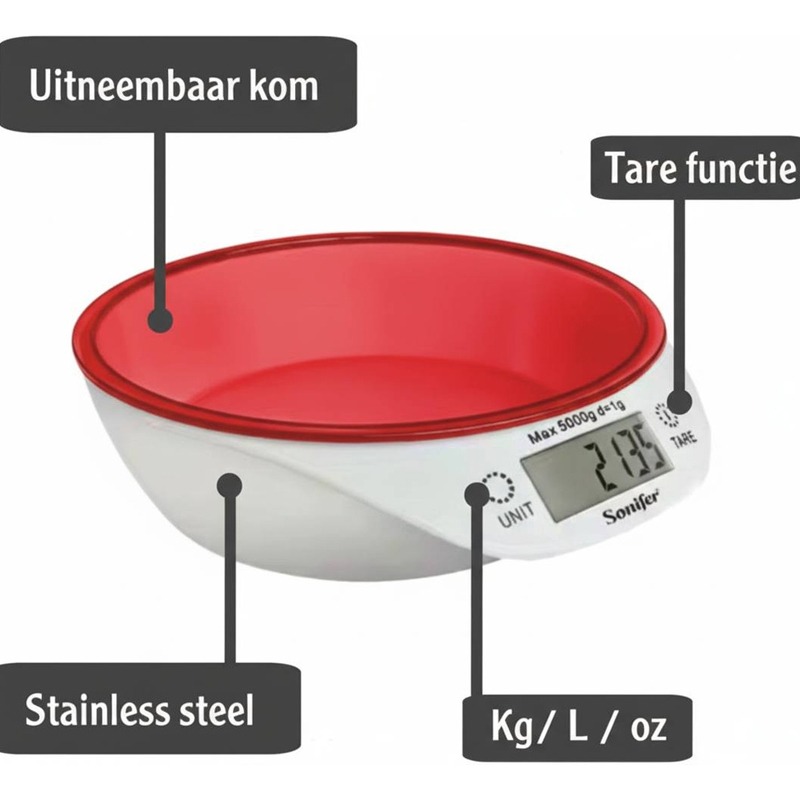 Balance De Cuisine SONIFER SF-1924 5kg – Orange