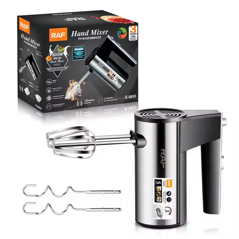 Batteur à Main RAF R-6690 600W – Noir&Inox