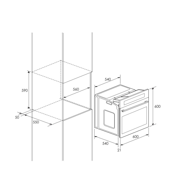 Four Encastrable Électrique Ventilé FOCUS F721B 65 Litres – Noir
