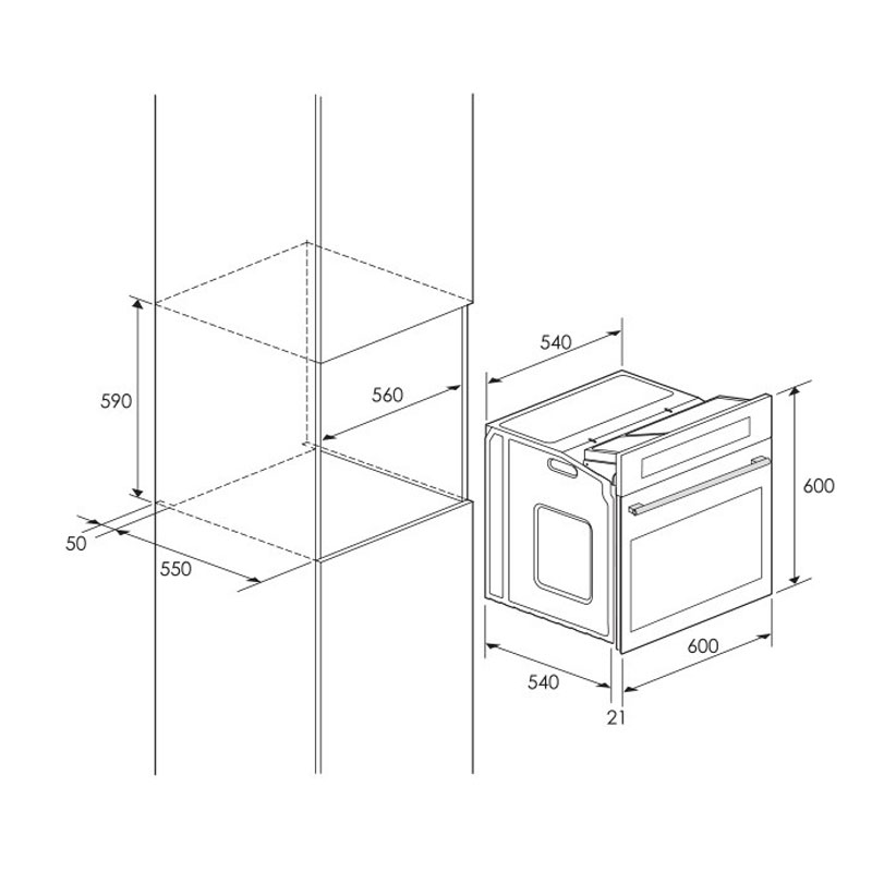 Four Encastrable FOCUS F525B 56 Litres 60cm – Noir