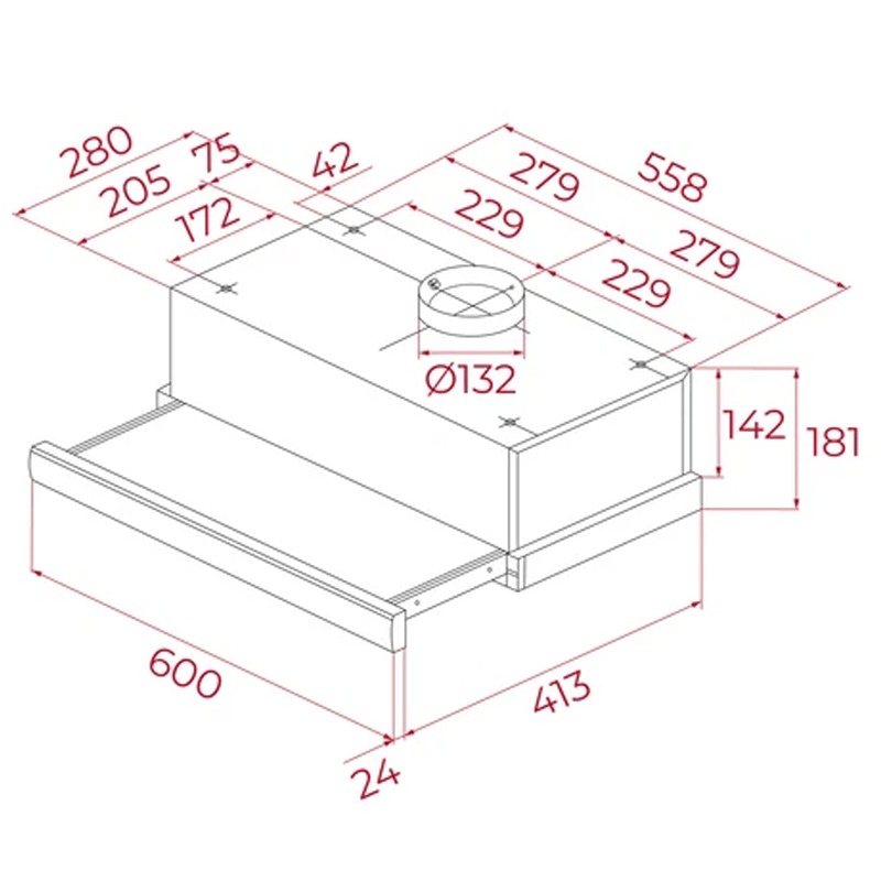 Hotte Encastrable TEK TL6310 332 m³/h 60cm – Inox