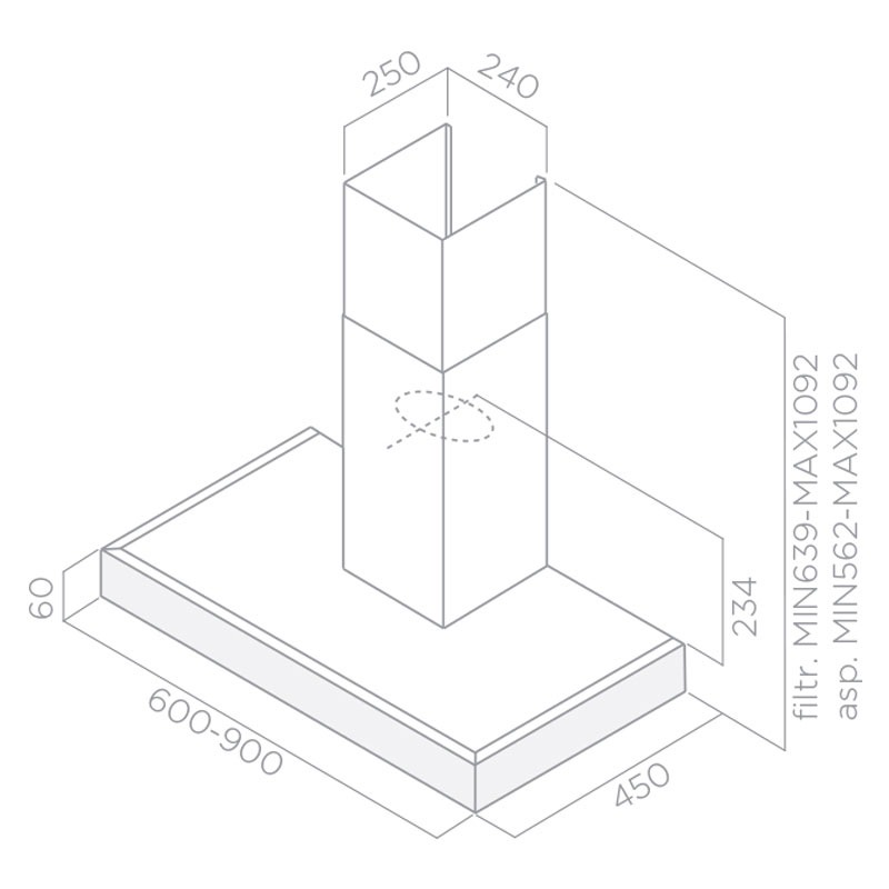 Hotte Cheminée FOCUS F918X 90cm – Inox