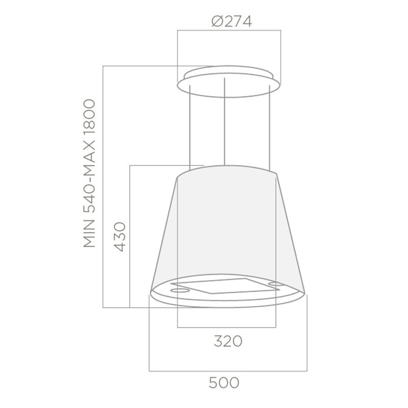 Hotte Centrale FOCUS LAGO 50 cm – Inox