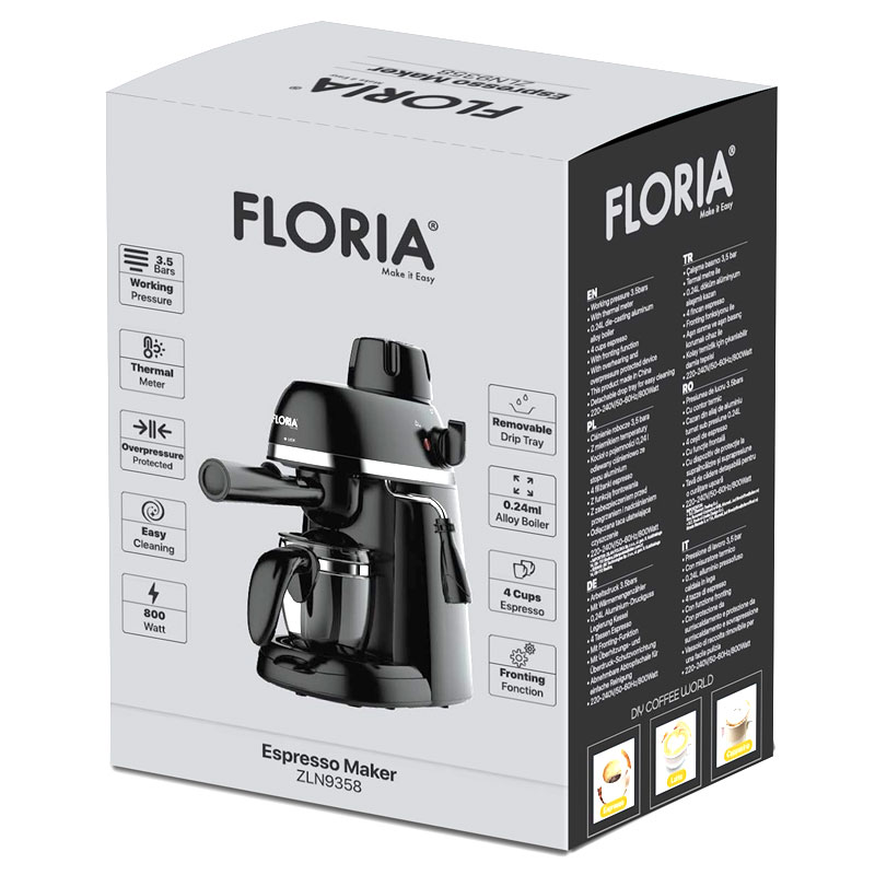 Machine à Café Expresso FLORIA ZLN9358 240ml – Noir