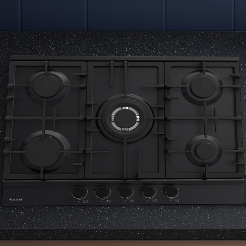 Plaque de Cuisson Encastrable FOCUS F8011BS 5Feux 70 cm – Noir