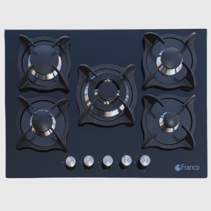Plaque De Cuisson Encastrable FRANCO 374BF 5Feux 70 cm – Noir