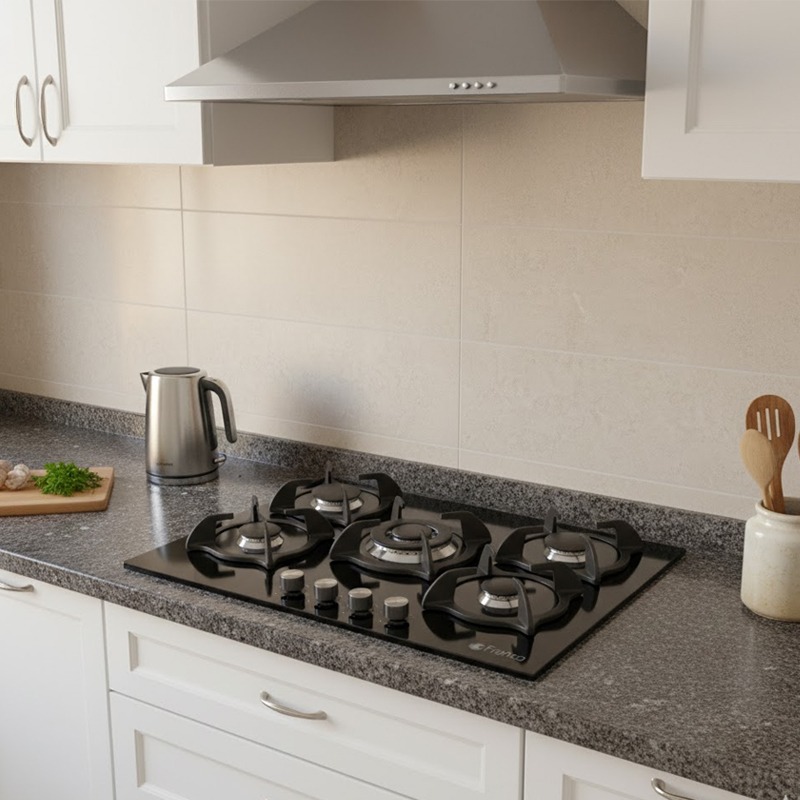 Plaque De Cuisson Encastrable FRANCO 374BF 5Feux 70 cm – Noir