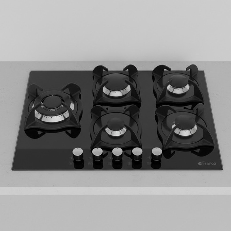 Plaque De Cuisson Encastrable FRANCO 378BF 5Feux 70 cm – Noir