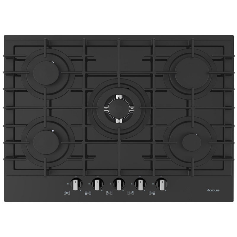 Plaque de Cuisson Encastrable FOCUS F4006BS 5 Feux 70cm - Noir