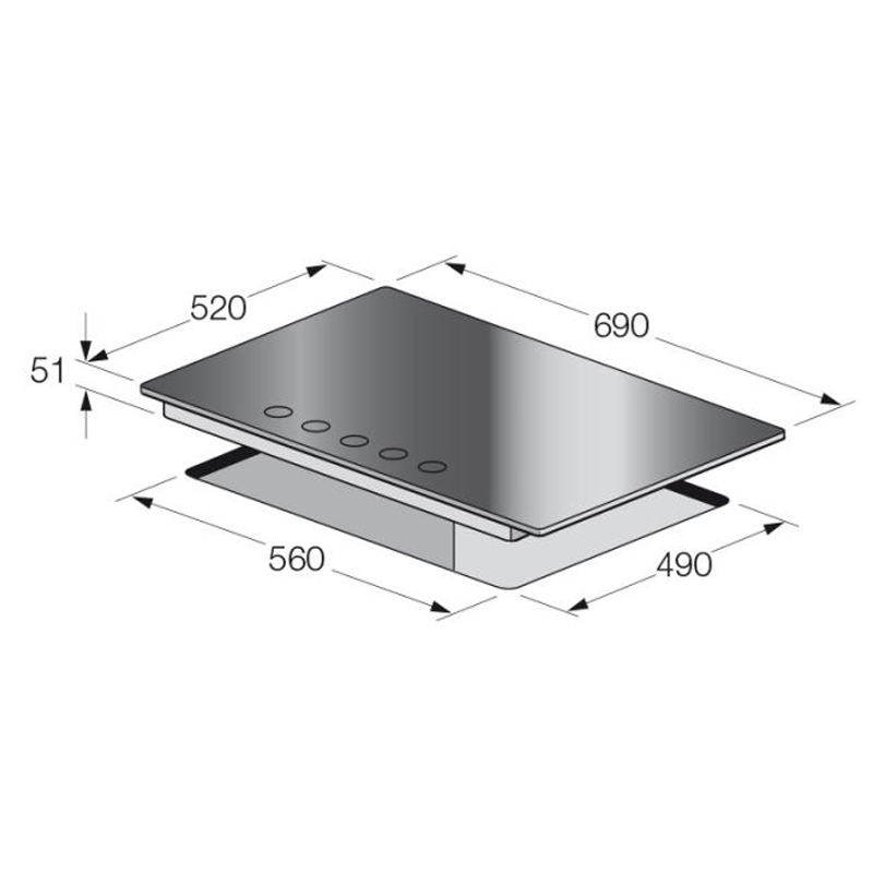 Plaque de Cuisson Encastrable FOCUS F4006BS 5 Feux 70cm – Noir
