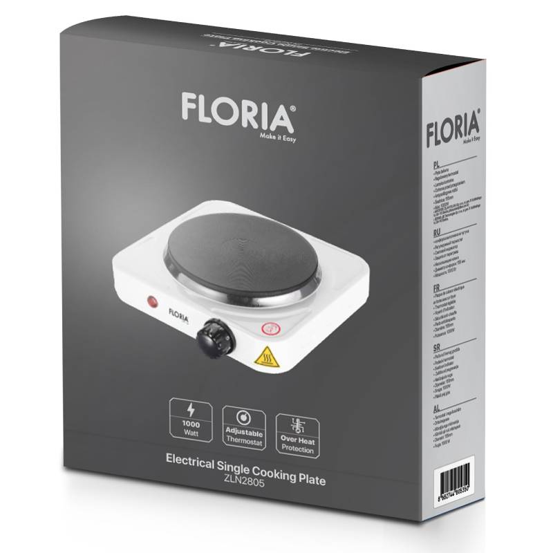 Plaque Électrique FLORIA ZLN2805 1000W – Blanc