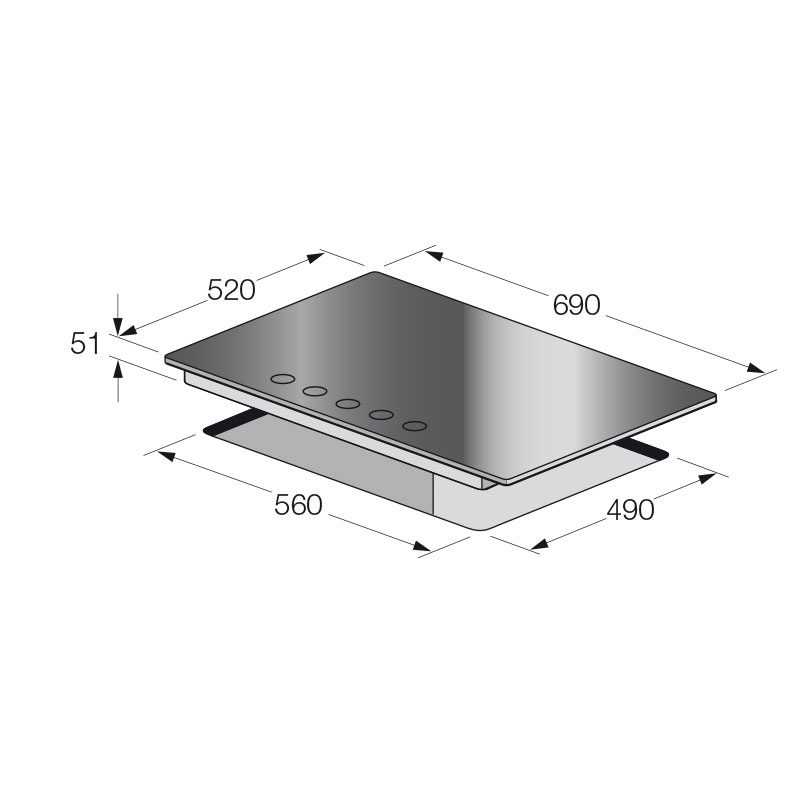 Plaque De Cuisson Encastrable FOCUS F406B 5 feux 70 cm – Noir